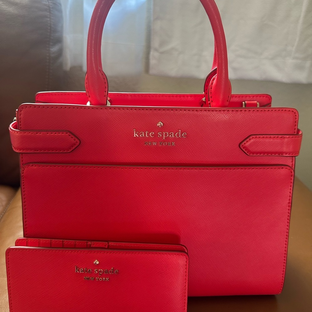 Kate Spade Vibrant Red Satchel and Wallet